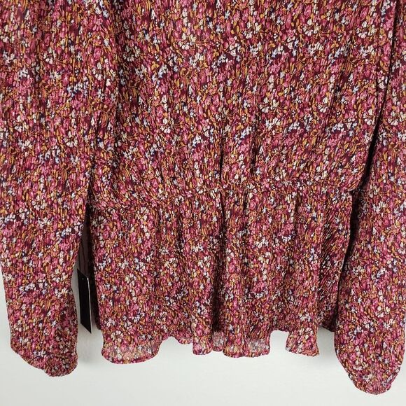 Women's Alice Blue Ruffle Floral Pop Over Front Tie Business casual Red Shirt - Picture 10 of 13